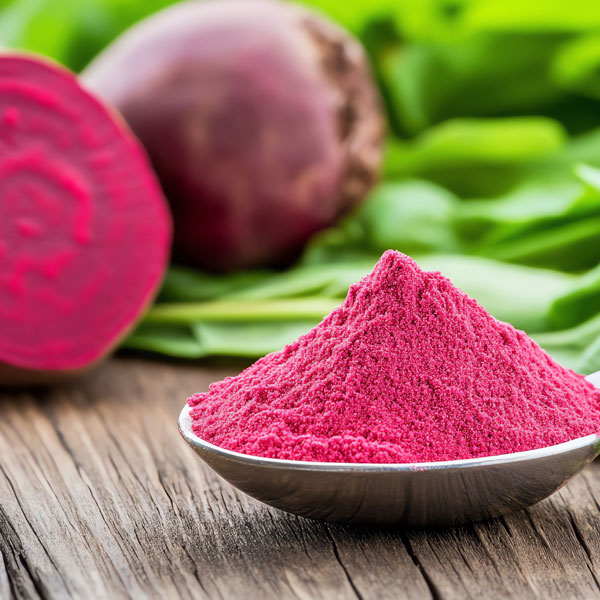 Beetroot powder on a spoon